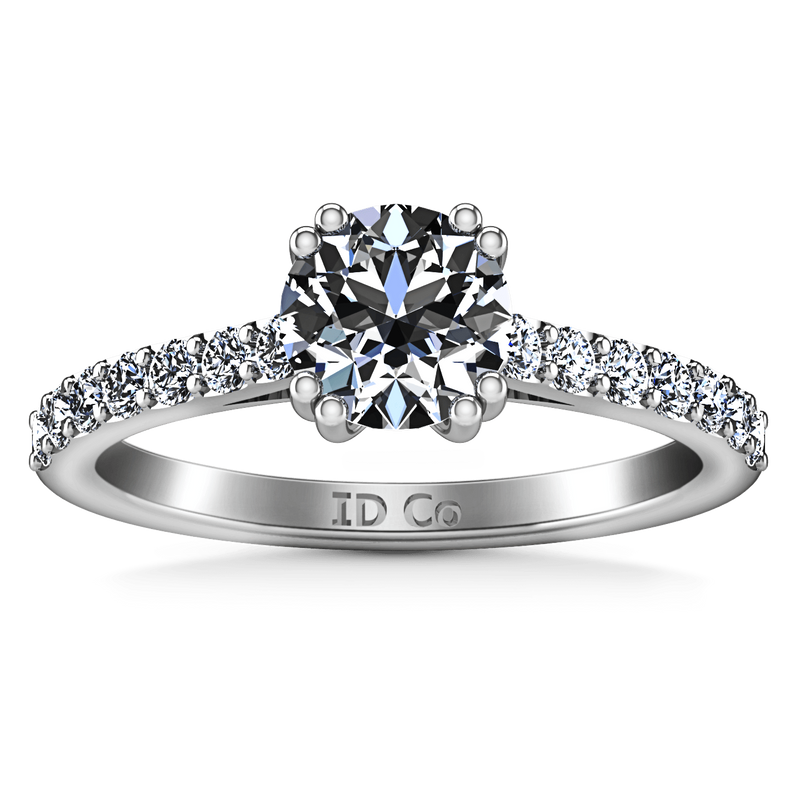 Round Diamond Pave Engagement Ring Michelle 14K White Gold