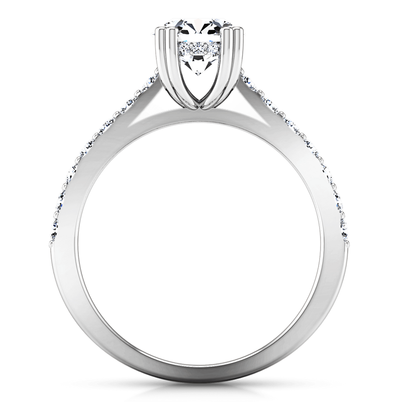 Round Diamond Pave Engagement Ring Michelle 14K White Gold