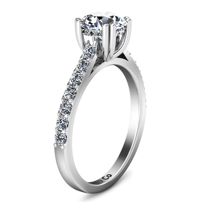 Round Diamond Pave Engagement Ring Michelle 14K White Gold