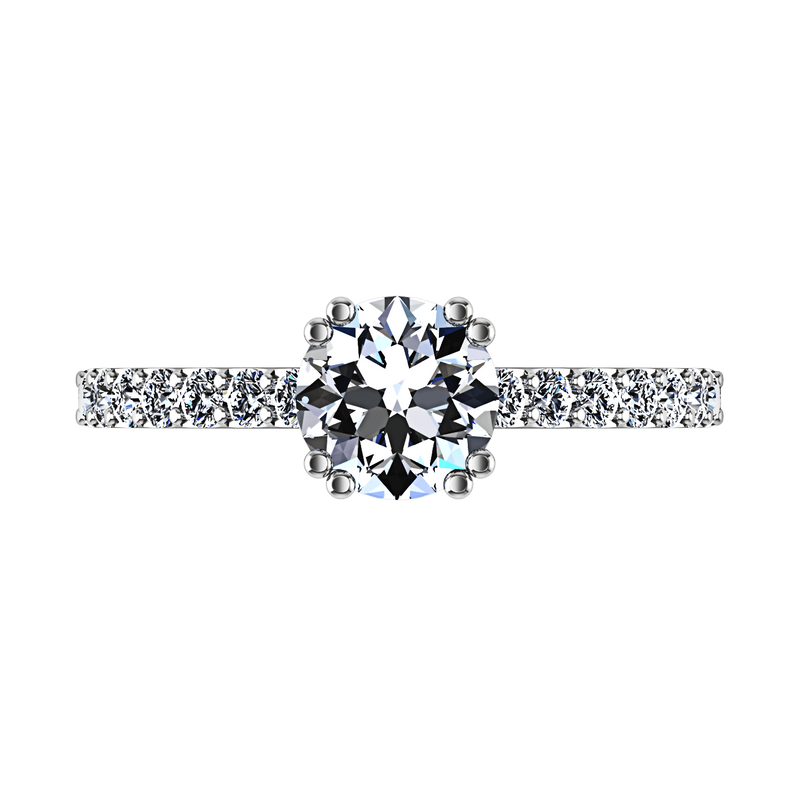 Round Diamond Pave Engagement Ring Michelle 14K White Gold
