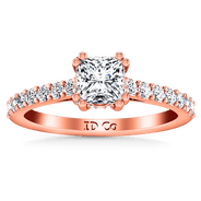 Pave Diamond Princess Cut Engagement Ring Jasmine 14K Rose Gold