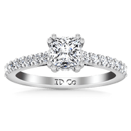 Pave Princess Cut Diamond Engagement Ring Jasmine 14K White Gold
