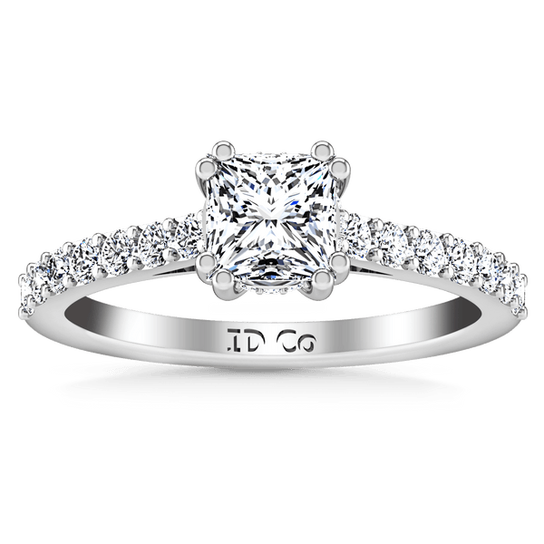 Pave Princess Cut Diamond Engagement Ring Jasmine 14K White Gold