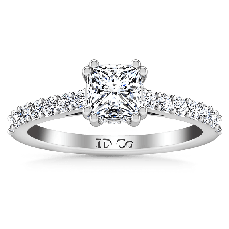 Pave Princess Cut Diamond Engagement Ring Jasmine 14K White Gold