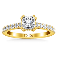 Pave Princess Cut Engagement Ring Jasmine 14K Yellow Gold