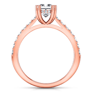 Pave Diamond Princess Cut Engagement Ring Jasmine 14K Rose Gold