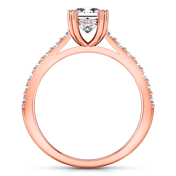 Pave Diamond Princess Cut Engagement Ring Jasmine 14K Rose Gold