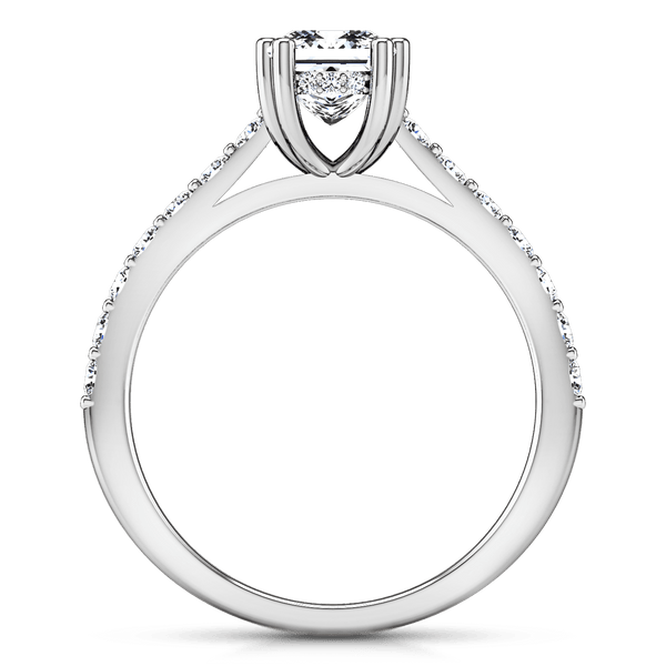 Pave Princess Cut Diamond Engagement Ring Jasmine 14K White Gold