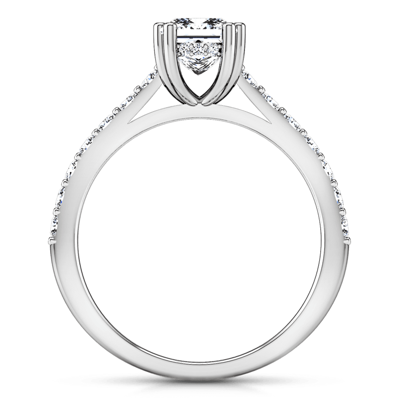 Pave Princess Cut Diamond Engagement Ring Jasmine 14K White Gold