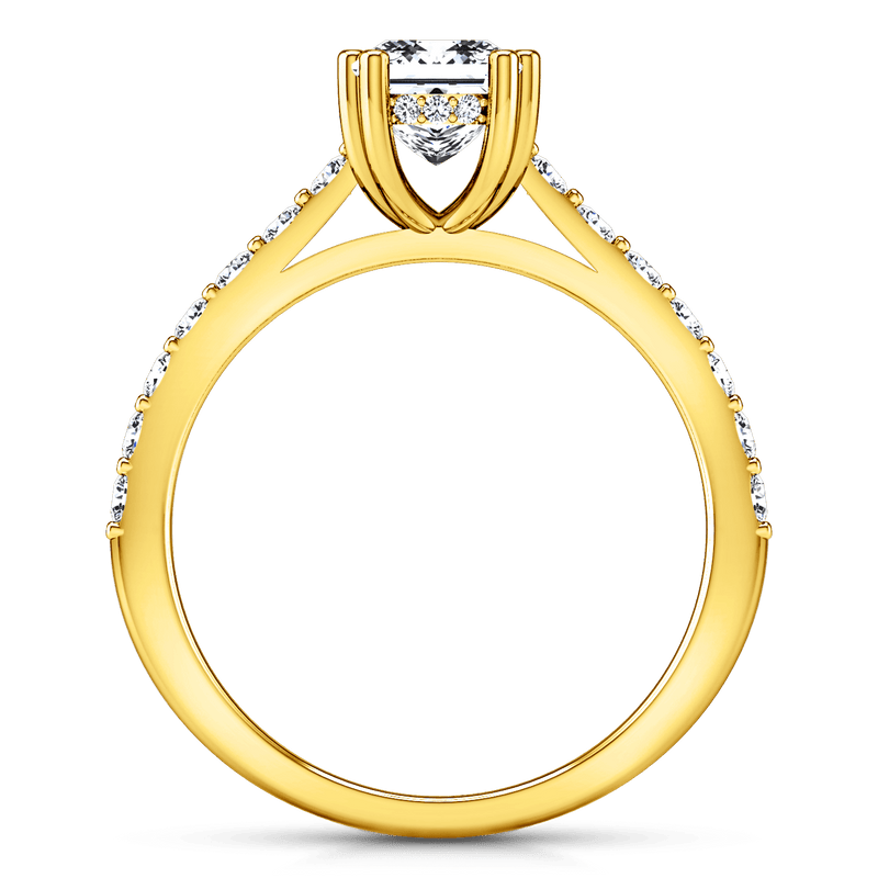 Pave Princess Cut Engagement Ring Jasmine 14K Yellow Gold