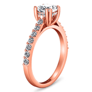 Pave Diamond Princess Cut Engagement Ring Jasmine 14K Rose Gold