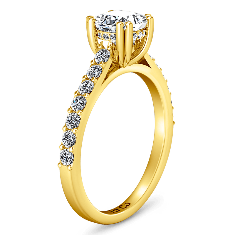Pave Princess Cut Engagement Ring Jasmine 14K Yellow Gold