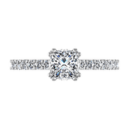 Pave Princess Cut Diamond Engagement Ring Jasmine 14K White Gold