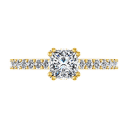 Pave Princess Cut Engagement Ring Jasmine 14K Yellow Gold