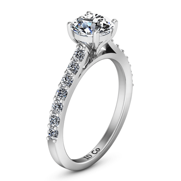 Round Diamond Pave Engagement Ring Harmoney 14K White Gold