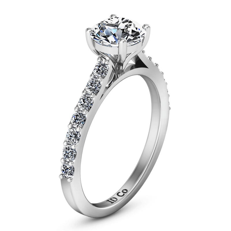 Round Diamond Pave Engagement Ring Harmoney 14K White Gold