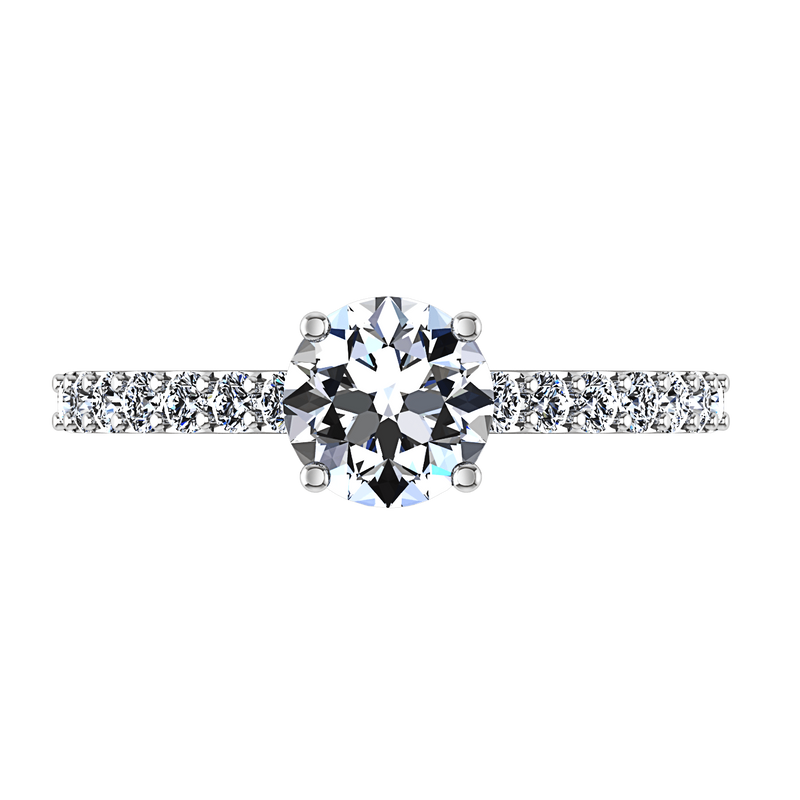 Round Diamond Pave Engagement Ring Harmoney 14K White Gold