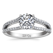 Round Diamond Pave Engagement Ring Fantasia 14K White Gold