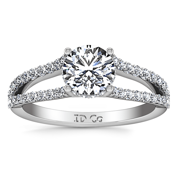 Round Diamond Pave Engagement Ring Fantasia 14K White Gold