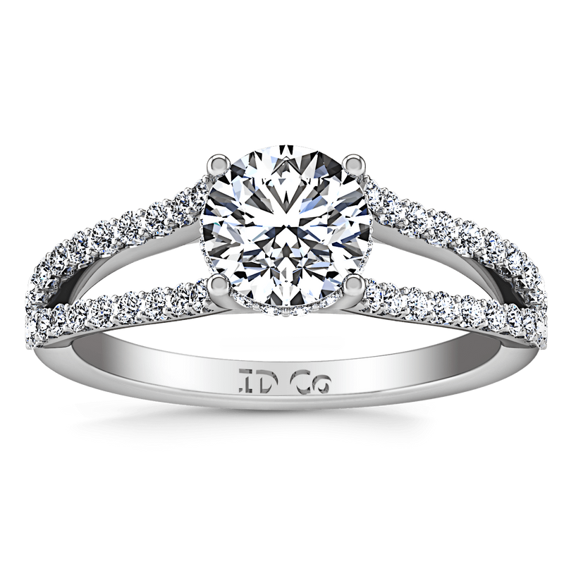Round Diamond Pave Engagement Ring Fantasia 14K White Gold