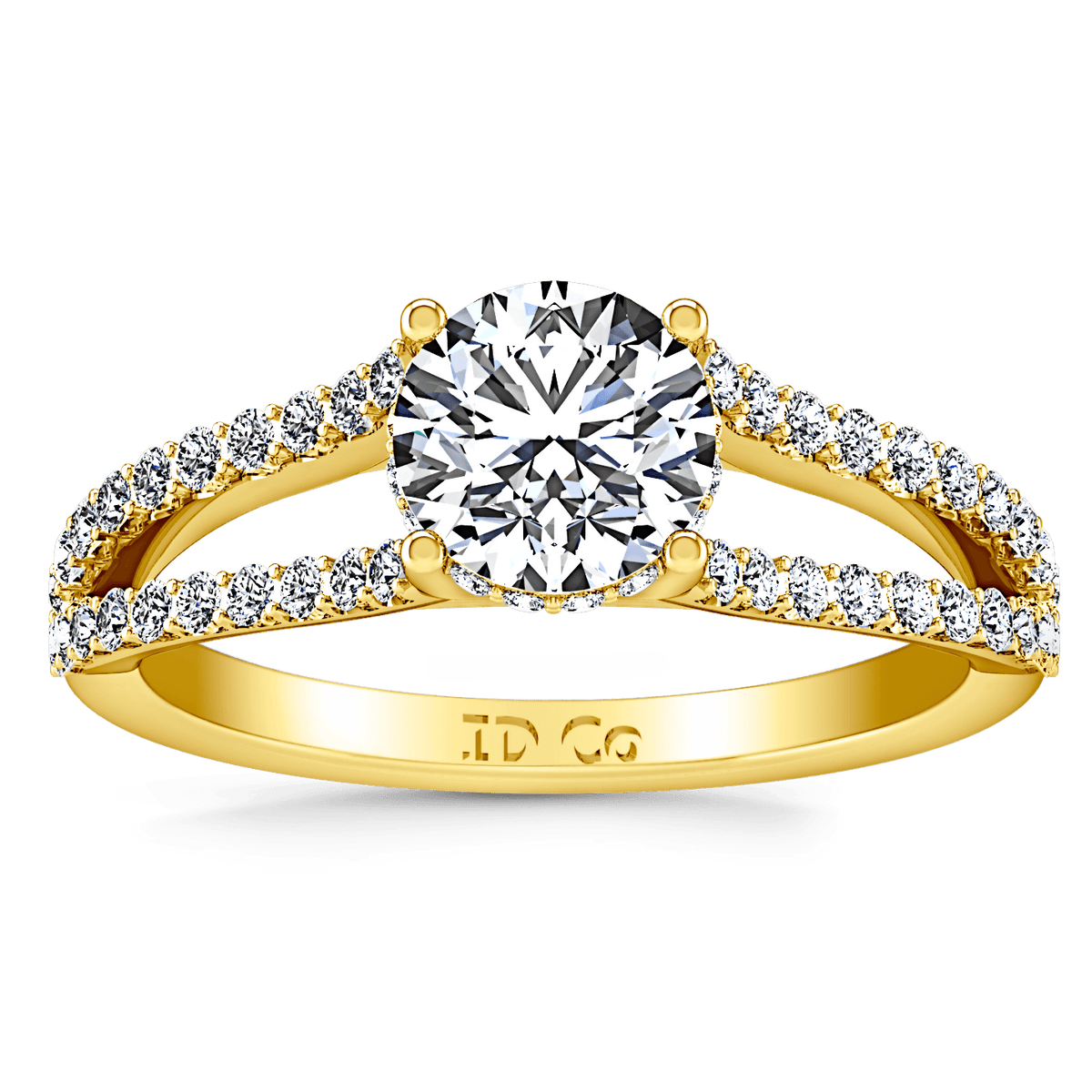 Pave Diamond EngagementRing Fantasia 14K Yellow Gold