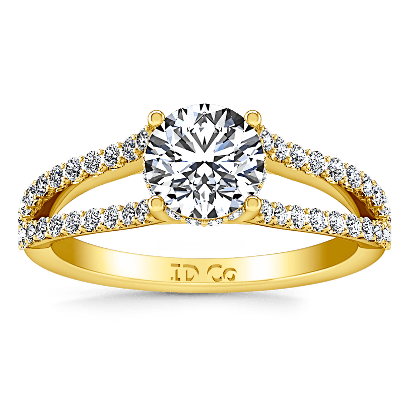 Pave Diamond EngagementRing Fantasia 14K Yellow Gold