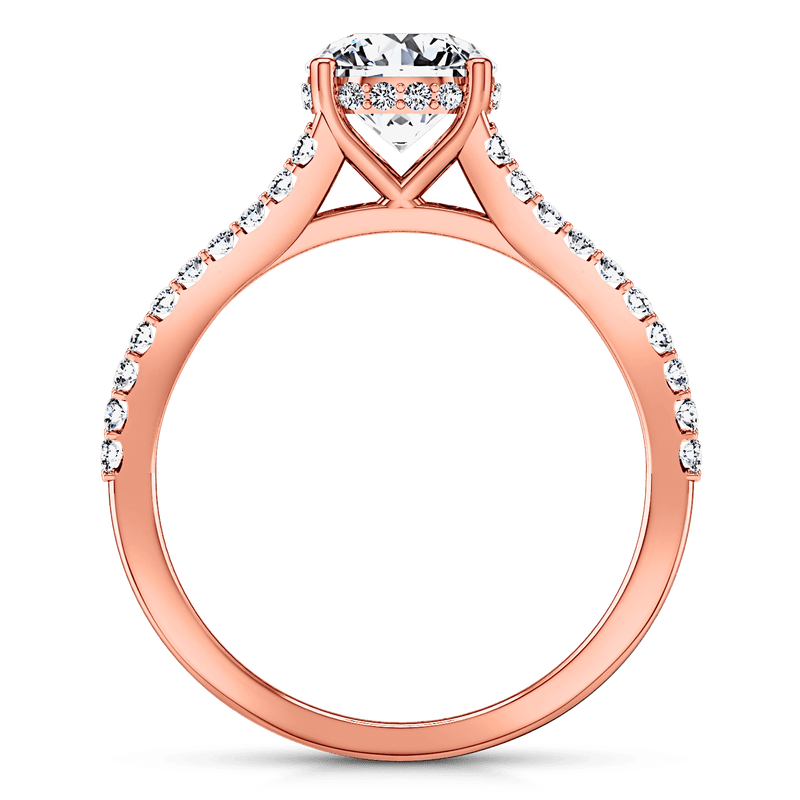 Pave Diamond Engagement Ring Fantasia 14K Rose Gold