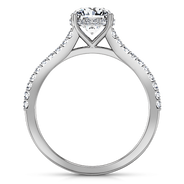 Round Diamond Pave Engagement Ring Fantasia 14K White Gold