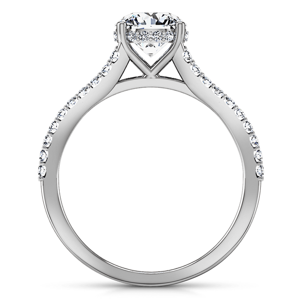 Round Diamond Pave Engagement Ring Fantasia 14K White Gold