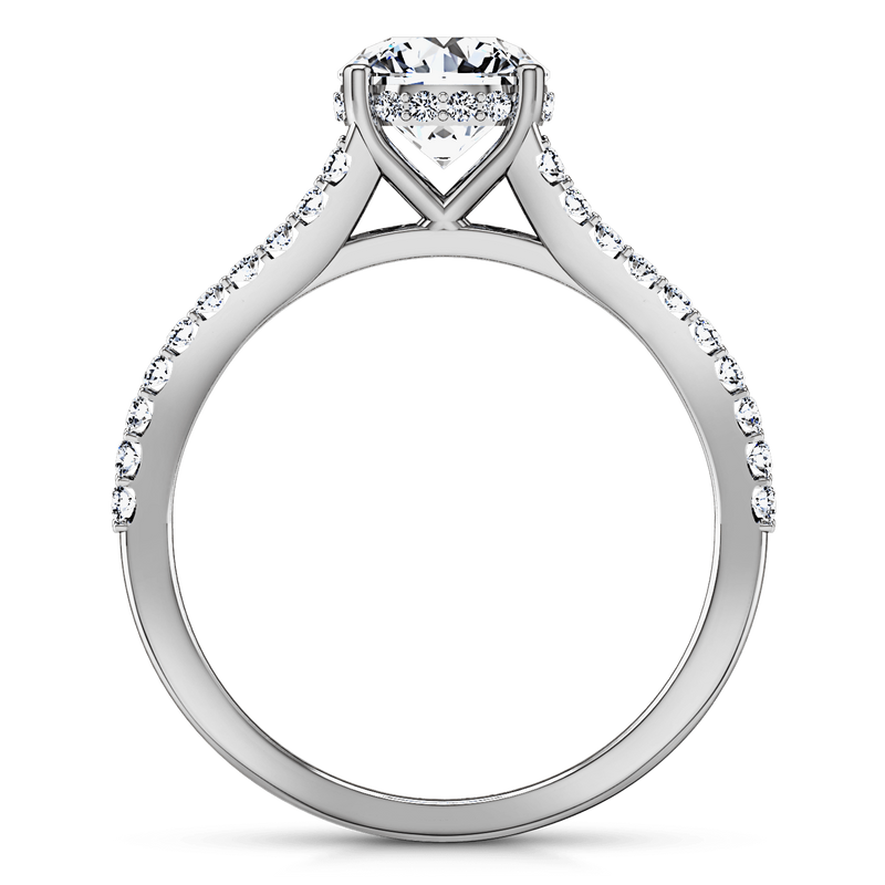 Round Diamond Pave Engagement Ring Fantasia 14K White Gold