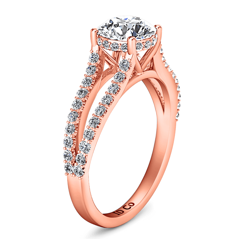 Pave Diamond Engagement Ring Fantasia 14K Rose Gold