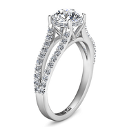 Round Diamond Pave Engagement Ring Fantasia 14K White Gold
