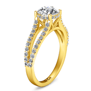 Pave Diamond EngagementRing Fantasia 14K Yellow Gold