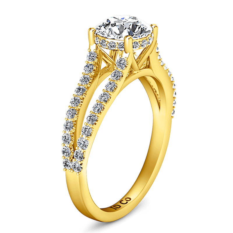 Pave Diamond EngagementRing Fantasia 14K Yellow Gold