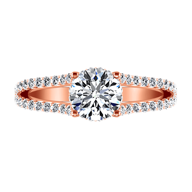Pave Diamond Engagement Ring Fantasia 14K Rose Gold