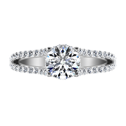 Round Diamond Pave Engagement Ring Fantasia 14K White Gold
