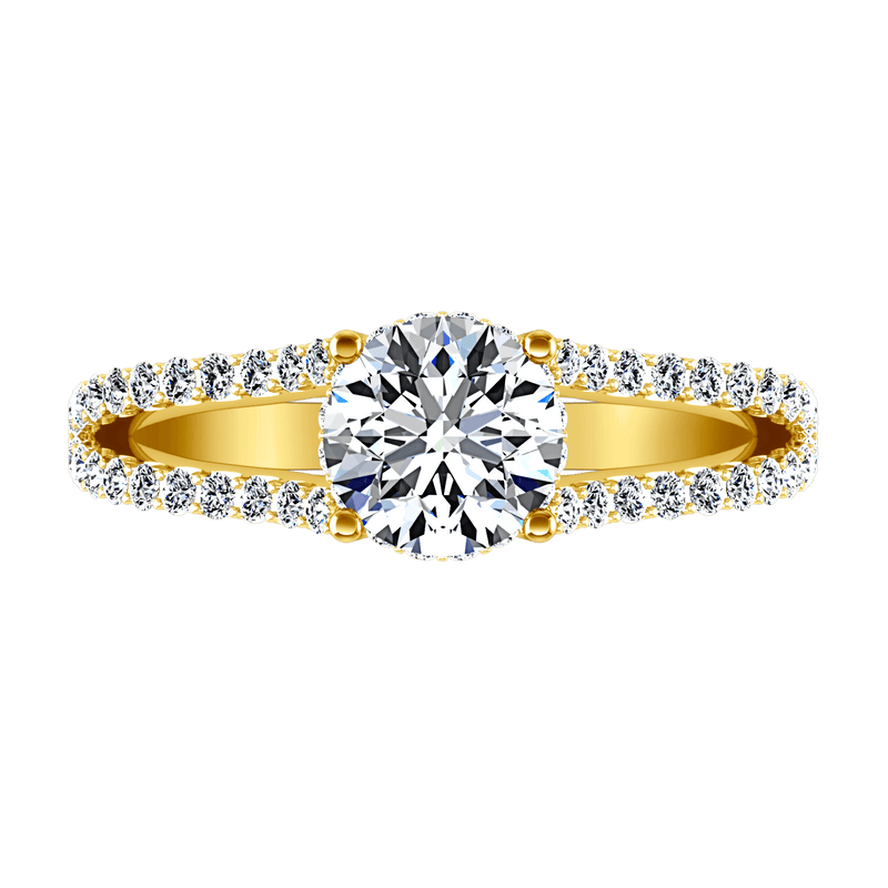 Pave Diamond EngagementRing Fantasia 14K Yellow Gold