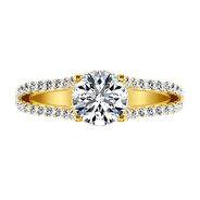 Pave Diamond EngagementRing Fantasia 14K Yellow Gold