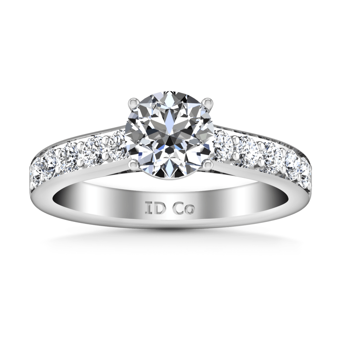 Round Diamond Pave Engagement Ring Allure 14K White Gold