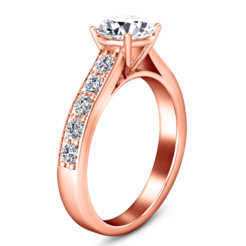 Pave Diamond Engagement Ring Allure 14K Rose Gold