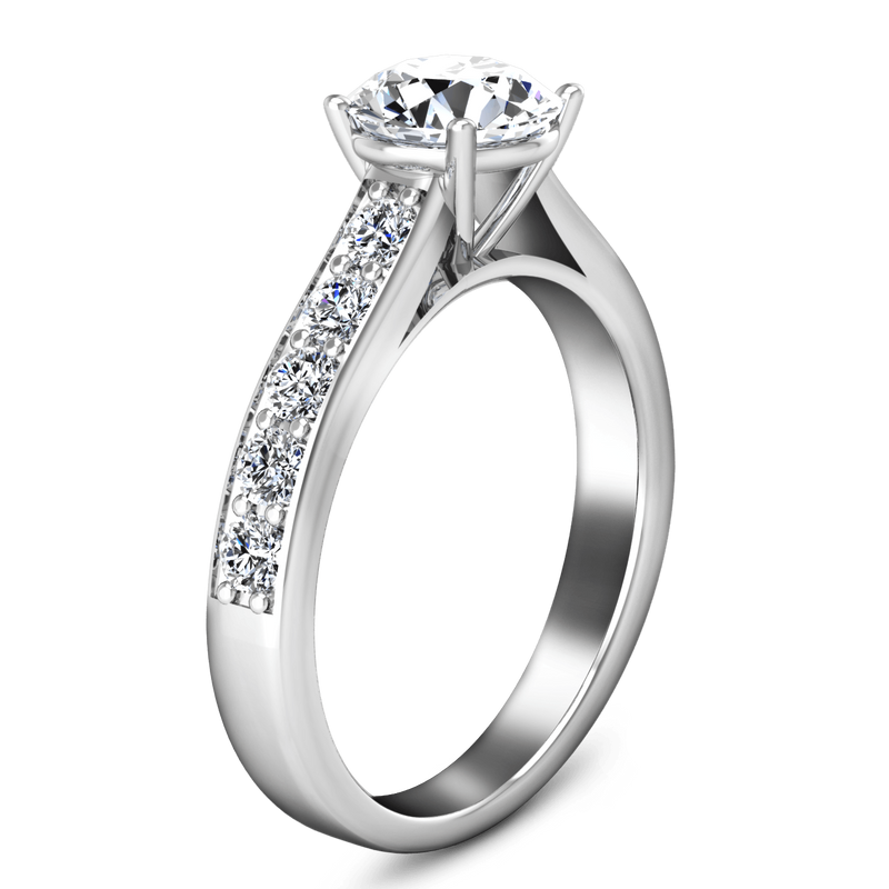 Round Diamond Pave Engagement Ring Allure 14K White Gold