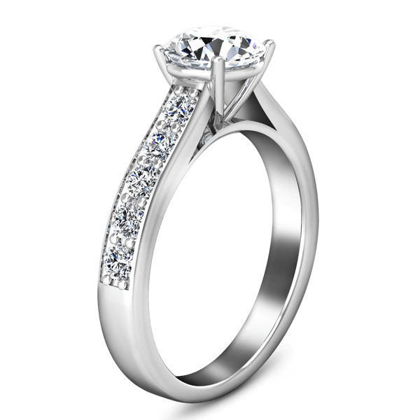 Round Diamond Pave Engagement Ring Allure 14K White Gold