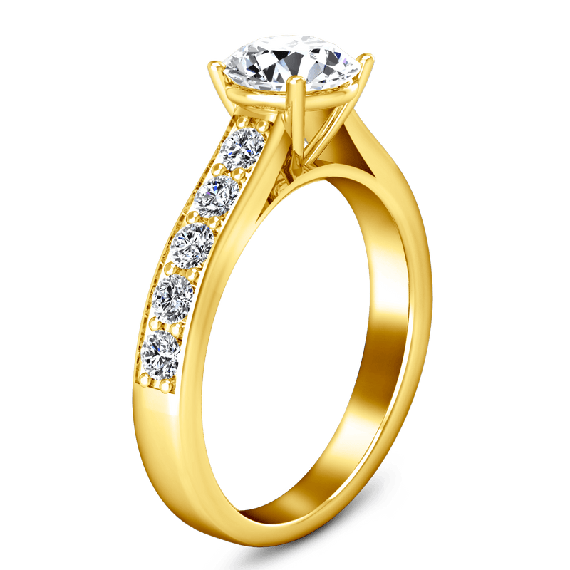Pave Diamond EngagementRing Allure 14K Yellow Gold