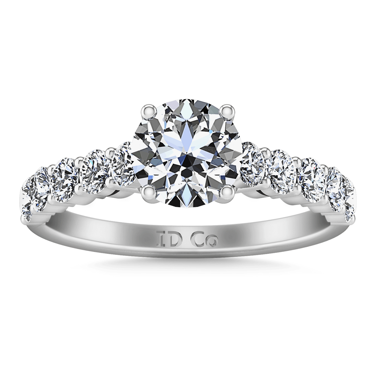 Round Diamond Pave Engagement Ring Grande 14K White Gold