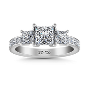 Three Stone Princess Cut Diamond Engagement Ring Rebecca 14K White Gold