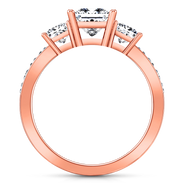 Three Stone Princess Cut Engagement Ring Rebecca 14K Rose Gold