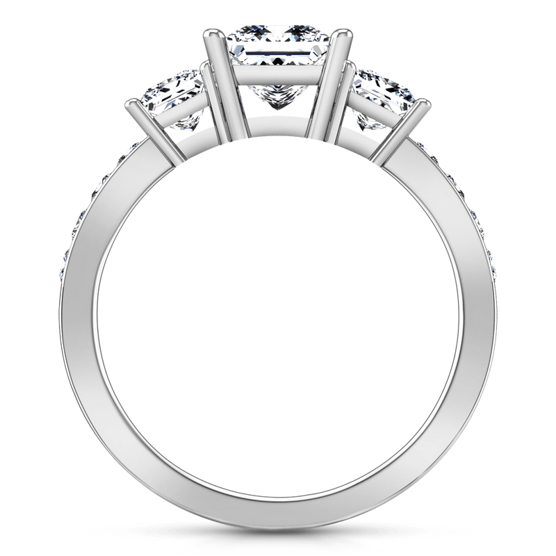 Three Stone Princess Cut Diamond Engagement Ring Rebecca 14K White Gold