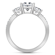 Three Stone Princess Cut Diamond Engagement Ring Rebecca 14K White Gold