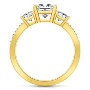 Three Stone Diamond Princess Cut Engagement Ring Rebecca 14K Yellow Gold
