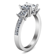 Three Stone Princess Cut Diamond Engagement Ring Rebecca 14K White Gold